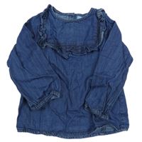 Tmavomodrá riflová halenka s volánkem 