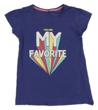 Tmavomodré tričko s nápisom Y.F.K.