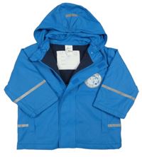 Modrá nepromokavá jarní bunda se zvířátky a kapucí Papagino