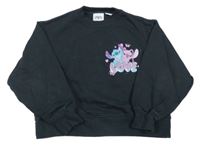Antracitová oversize crop mikina so Stitchem Zara