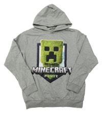 Šedá melírovaná mikina Minecraft s kapucí Name it