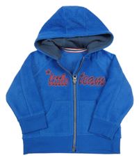 Kobaltově modrá fleecová prepínaci mikina s nápisom a kapucňou Mothercare