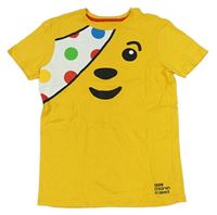 Tmavožlté tričko s medvídkem Pudsey George