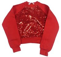 Červená crop mikina s flitrami H&M