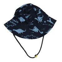 Tmavomodrý plátenný klobúk s dinosaurami