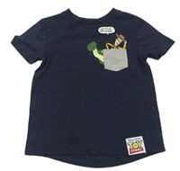 Tmavomodré melírované tričko s Toy Story a vreckom George