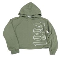 Khaki crop mikina s číslom a kapucňou H&M