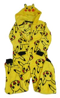 Žlto-čierna plyšová kombinéza s Pikachu a kapucňou George