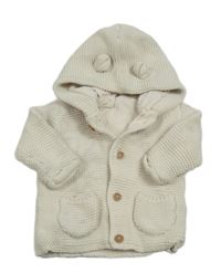 Smotanový prepínaci podšitý sveter s kapucňou s uškami George