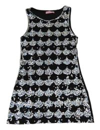 Čierno-strieborné flitrové šaty