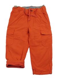 Tmavooranžové cargo šušťákové podšité nohavice grain de blé