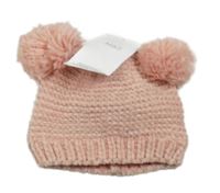 Nové - svetloružová melírovaná žinylková čapica s bambulemi M&S