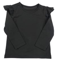 Čierne tričko s volánikmi SHEIN