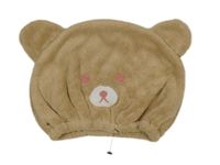 Hnědobéžová plyšová čepice - medvídek - ke koupání