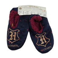 Nové - tmavomodro/vínové plyšové zateplené bačkory s logem - Harry Potter vel. 31