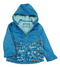 Modrá softshellová bunda s auty a kapucí Lily & Dan