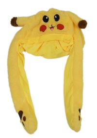 Žlutooranžová chlupatá zateplená čepice - Pikachu