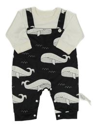 Čierno-biely overal s velrybami