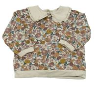 Smotanová mikina s kvietkami a golierikom H&M