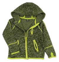 Khaki melírovaná pletená propínací mikina s kapucí Kiki&Koko