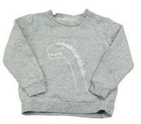 Sivá melírovaná mikina s dinosaurom POCOPIANO