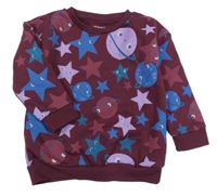 Tmavovínová mikina s hviezdičkami a planetami PRIMARK