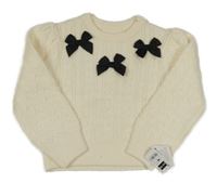 Nové - smotanový vzorovaný sveter s mašľami St. Bernard