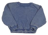 Modrá šisovaná oversize mikina s nápismi PRIMARK