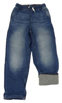 Modré jogger PULL ON teplákové podšité rifle H&M