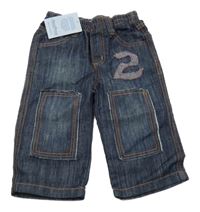 Nové - tmavomodré rifle s číslom Happy Puppy