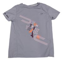 Fialovošedé funkční sportovní tričko s nápisy Kalenji