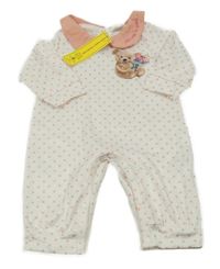 Nové - bielo-ružový bodkovaná ý overal s medvedíkom a golierikom SHEIN