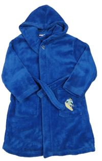 Cobaltovoě modrý plyšový župan so surferom a kapucňou Playhoes