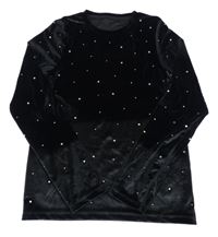 Černé sametové mikinotriko s kamienkami St. Bernard