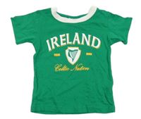 Tmavozeleno-biele tričko s nápisom a erbem - Ireland