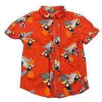 Červená košeľa s kvietkami a tukanmi Primark