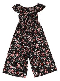 Černý květovaný lehký culottes overal New Look