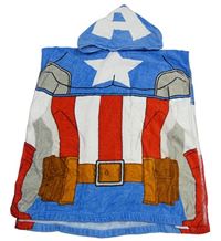 Modro-bílo-červené froté osuškové pončo s kapucí - Kapitán Amerika Marvel