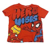 Červené tričko so Spidermanem a Iron Manem George
