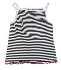Bielo-antracitový pruhovaný rebrovaný crop top Y.F.K.