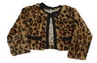Hnedé kožušinové bolerko s leopardím vzorom