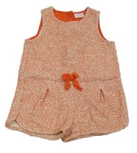 Smetanovo-červeno-meruňkový pruhovaný kraťasový overal Zara