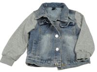 Modro-sivá riflovo/tepláková bunda Shein