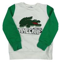 Bielo-zelená mikina s Minecraft krokodýlem Lacoste