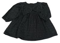 Čierne trblietavé teplákové šaty s mašlou F&F