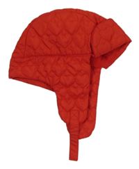 Červená prošívaná šusťáková beranice se srdíčky H&M