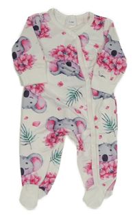 Biely overal s koalami a kvetmi