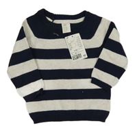 Nové - Tmavomodro-světlešedý pruhovaný svetr H&M