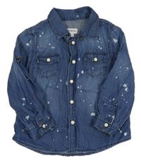 Modrá skvrnitá košile riflového vzhledu