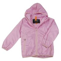 Ružová šušťáková jarná bunda s kapucňou